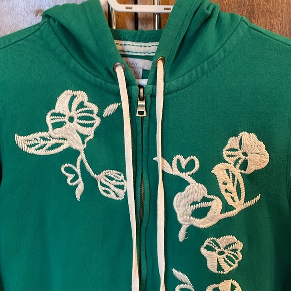 Old Navy green with embroidered flower design hoodie. - Picture 2 of 6
